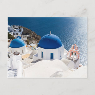 Santorini - Blue domed church at Oia postcard