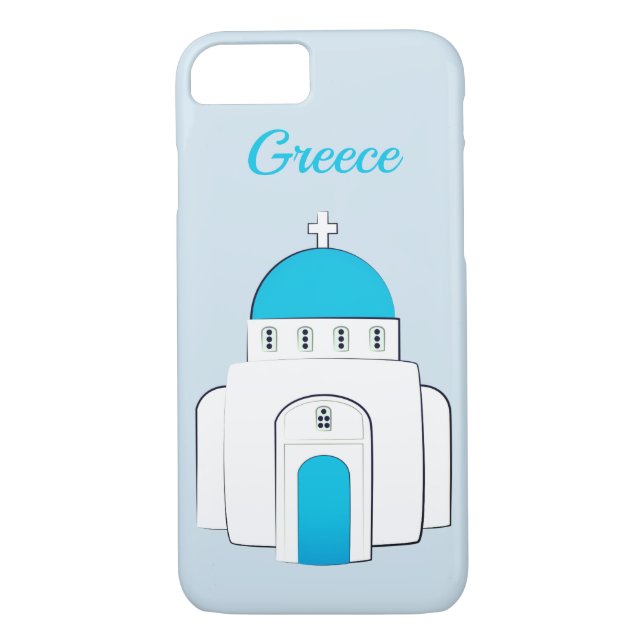 Santorini Blue Greek Orthodox Church iPhone Case (Back)