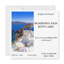 Santorini Boarding Pass RSVP Card