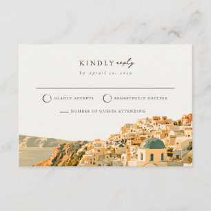 Santorini Caldera Mail Back Wedding RSVP Card 