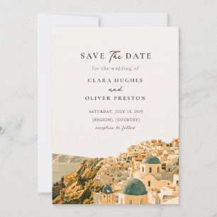 Santorini Caldera Romantic Mediterranean Wedding  Save The Date