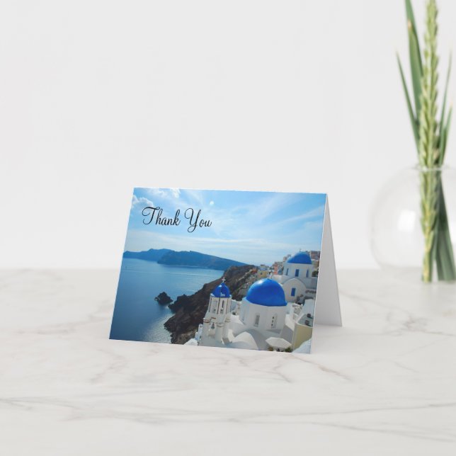 Santorini Church Domes Thank You Card (Front)