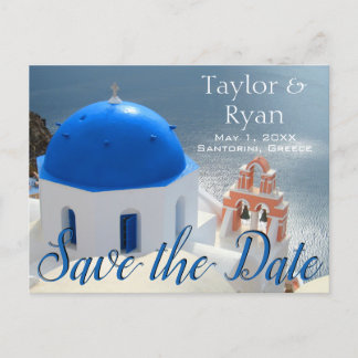 Santorini Church in the Afternoon Sun. Invitation Postcard