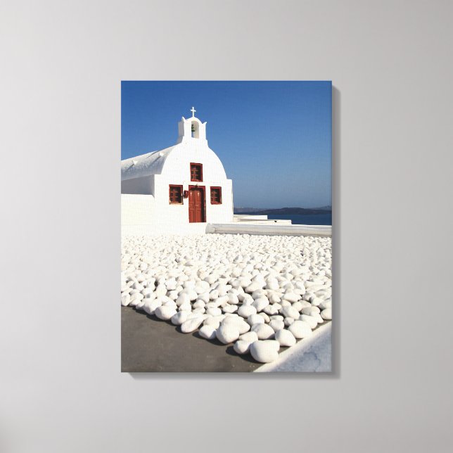 Santorini church with white stones canvas print (Front)