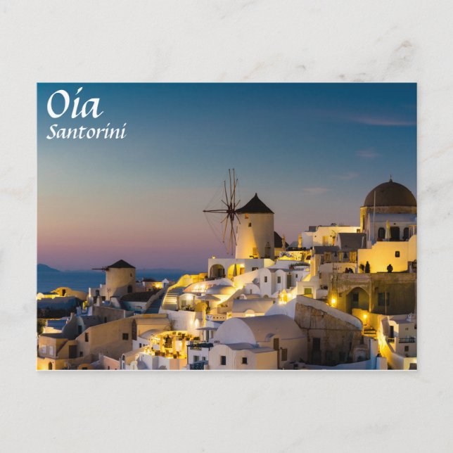 Santorini - Cityscape of Oia at sunset postcard (Front)