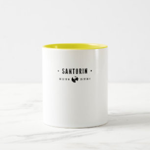 Santorini Coordinates with Globe and Stars Two-Tone Coffee Mug