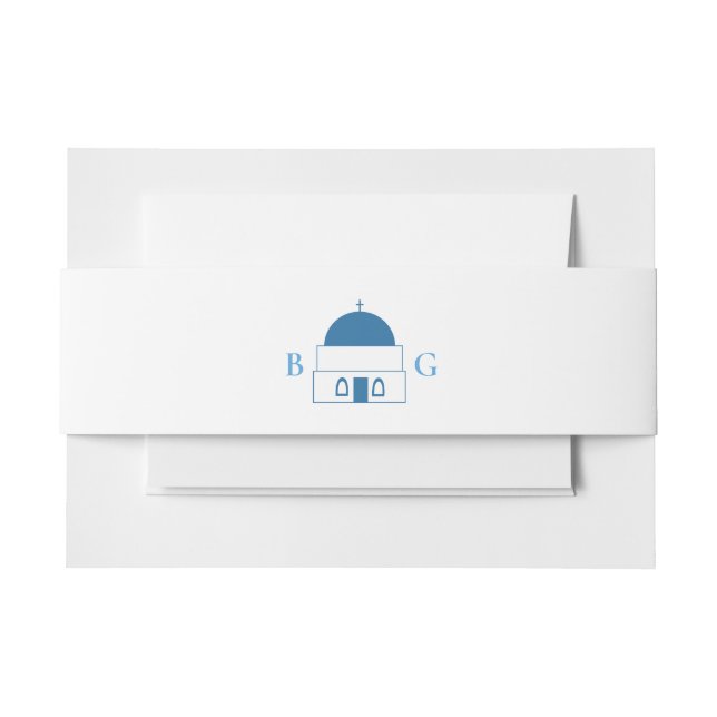 Santorini Destination Greek Island Wedding  Invitation Belly Band (Front Example)