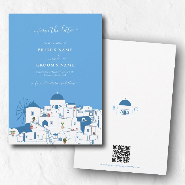 Santorini Destination Greek Island Wedding  Save The Date (Santorini Destination Greek Island Wedding Save The Date)