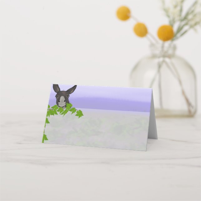 Santorini donkey and vine leaves place card (Front)