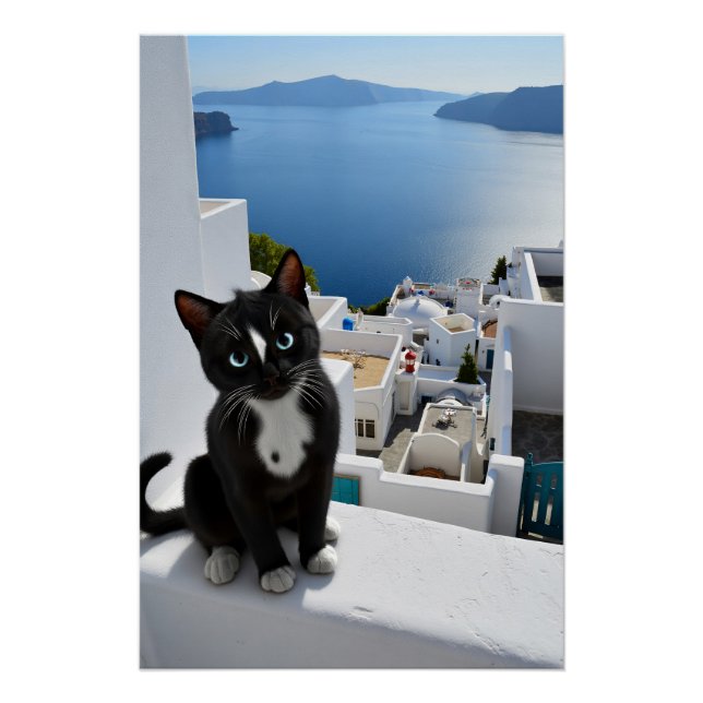 Santorini Dreaming with Felini Poster (Front)