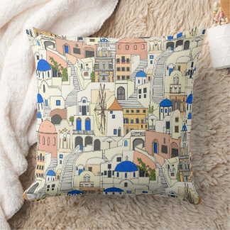 Santorini dreams throw pillow
