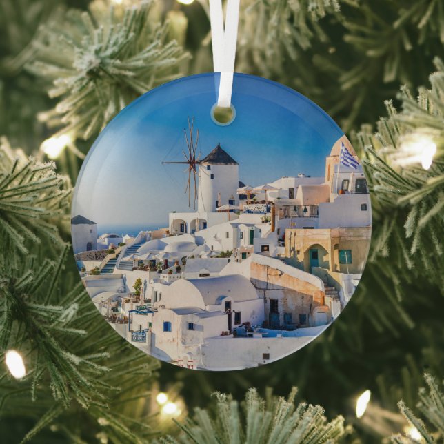 Santorini  glass ornament (Insitu)