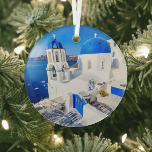 Santorini  glass ornament