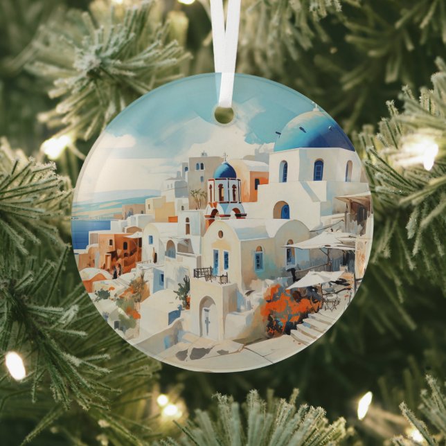 Santorini  glass ornament (Insitu)