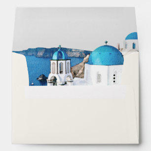 SANTORINI Grèce Aquarelle Skyline Cream Enveloppe