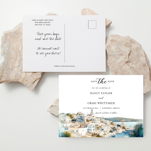Santorini Grèce Enregistrer La Date Carte Postale (Créateur téléchargé)