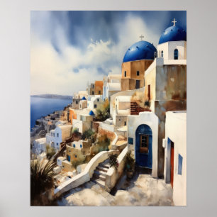 Santorini Grèce Paysage Voyage Art Imprimer Poster