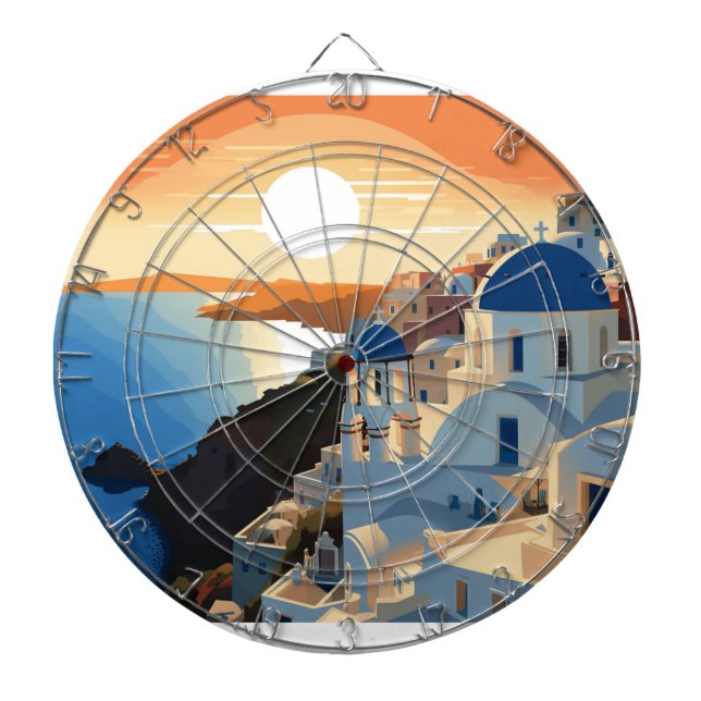 SANTORINI GREECE #1 DARTBOARD (Front)