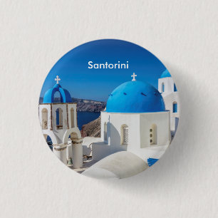 Santorini Greece 1 Inch Round Button