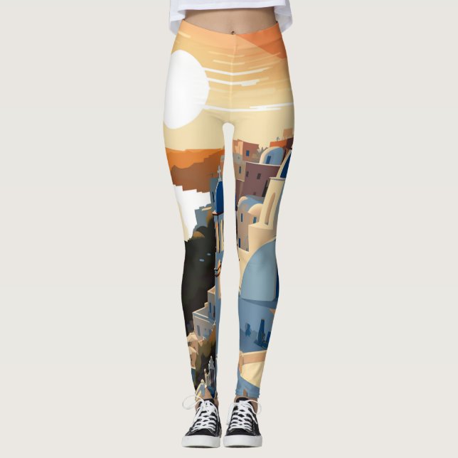 SANTORINI GREECE #1 LEGGINGS (Front)
