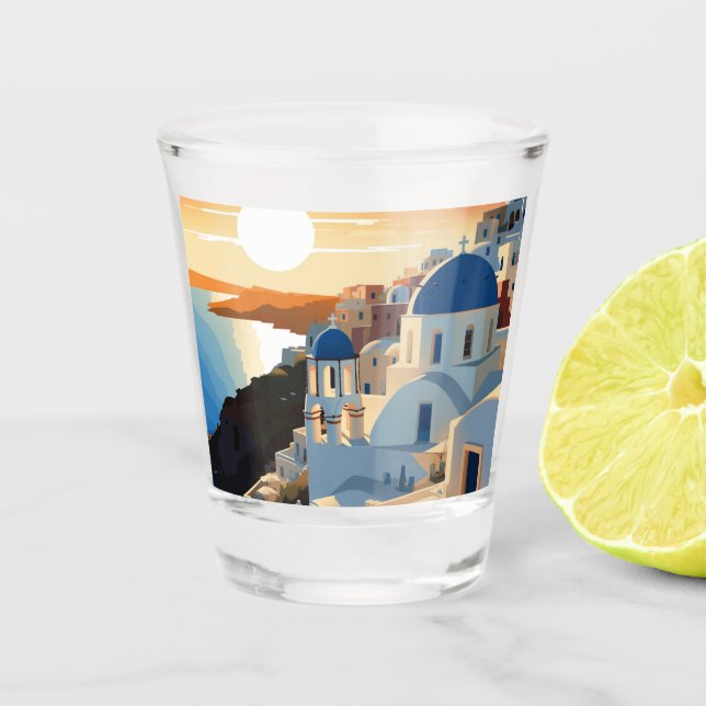SANTORINI GREECE #1 SHOT GLASS (Front)
