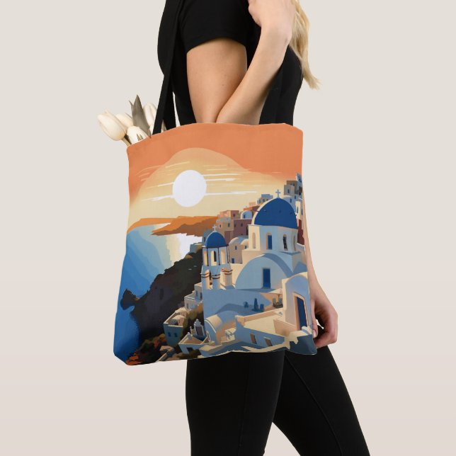 SANTORINI GREECE #1 TOTE BAG (Close Up)