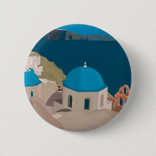 Santorini Greece 2 Inch Round Button
