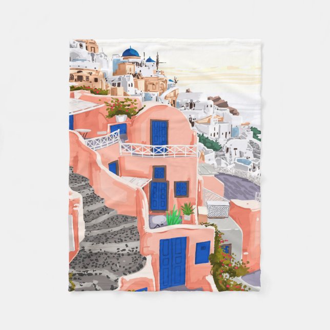 Santorini Greece Architecture Fleece Blanket (Front)
