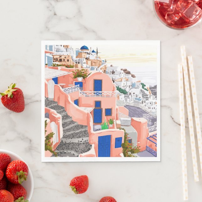 Santorini Greece Architecture Napkin (Insitu)