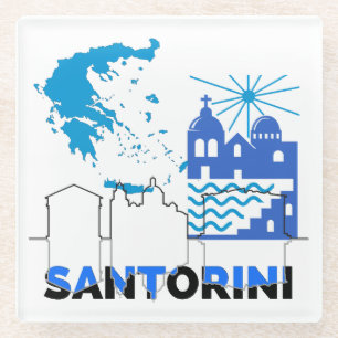 Santorini Greece.b Glass Coaster