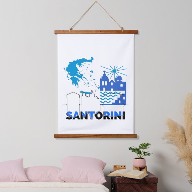 Santorini Greece.b Hanging Tapestry (Bedroom)