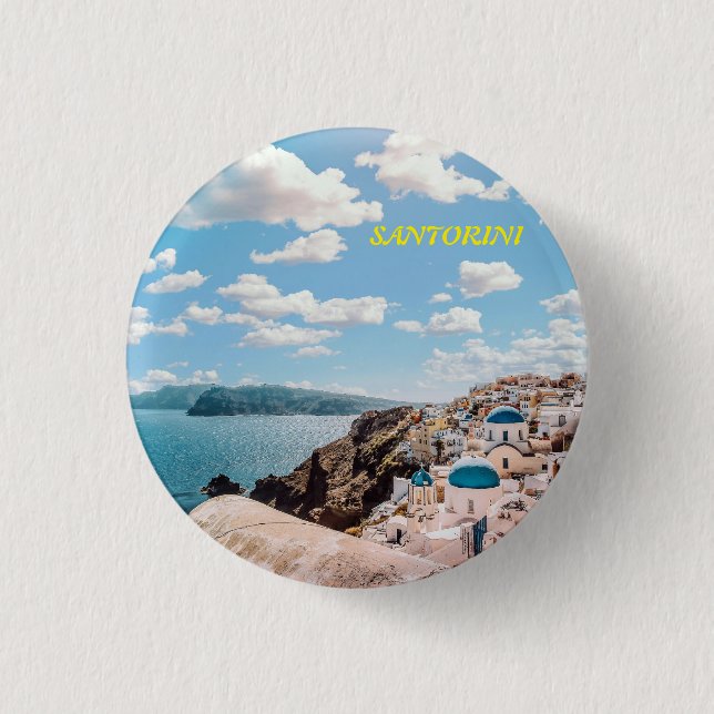 Santorini, Greece Beach House 1 Inch Round Button (Front)