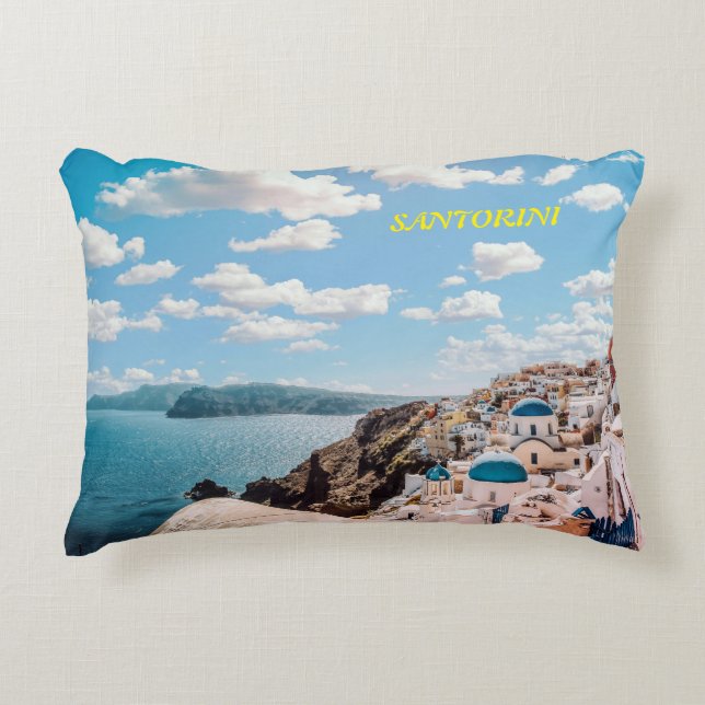 Santorini, Greece Beach House Accent Pillow (Front)