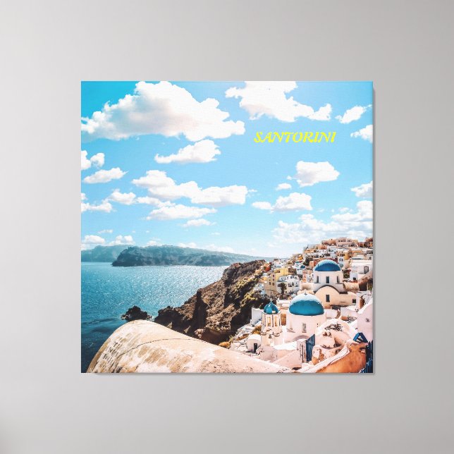 Santorini, Greece Beach House Canvas Print (Front)