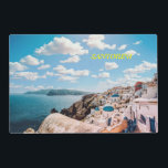 Santorini, Greece Beach House Laminated Place Mat<br><div class="desc">Santorini,  Greece Beach House,  White Concrete House Near Body of Water Under White and Blue Cloudy Sky</div>