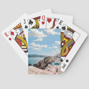 Santorini, Greece Beach House Playing Cards