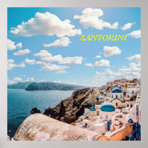Santorini, Greece Beach House Poster