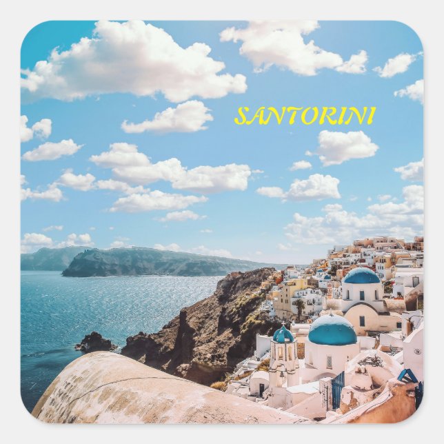 Santorini, Greece Beach House Square Sticker (Front)