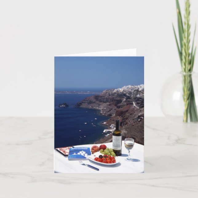 Santorini Greece Blank Folded Greeting Card (Front)