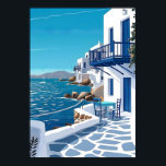 Santorini Greece Blue Sea Coastal Wall Art<br><div class="desc">This vibrant illustration captures the refreshing beauty of a sun-drenched seaside escape. Featuring a bold blue-and-white palette and crisp, minimalist lines, it brings a bright and modern energy to any living space or office. Perfect for travel lovers and fans of contemporary design, this high-end wall art creates a serene focal...</div>