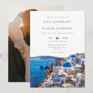 Santorini Greece Destination Photo Wedding Invitation