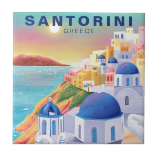 Santorini Greece Europe Art Destination Travel Tile