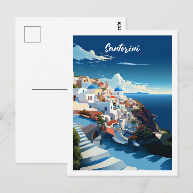 Santorini Greece Famous Vintage Travel Place Postcard (Front/Back)