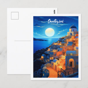 Santorini Greece Famous Vintage Travel Place Postcard