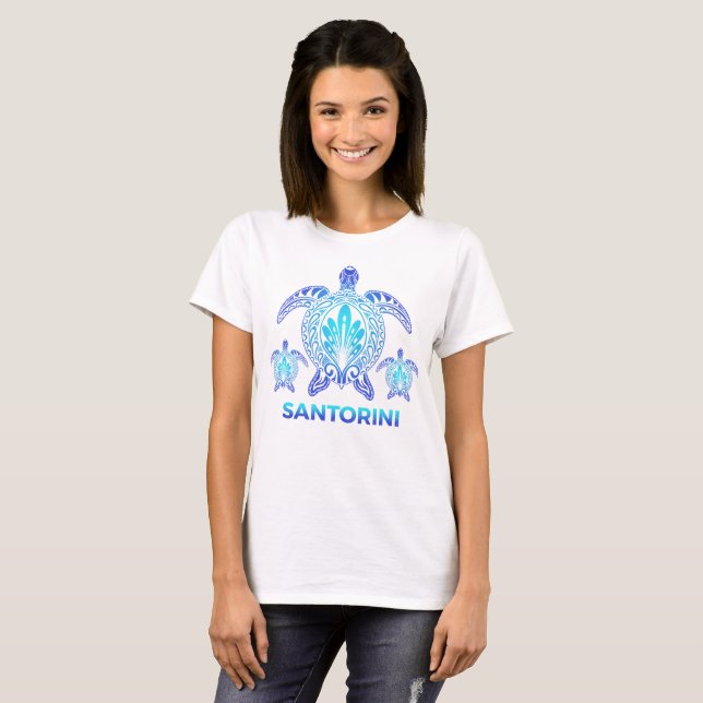 Santorini Greece FL Ocean Blue Sea Turtle Souvenir T-Shirt (Front Full)