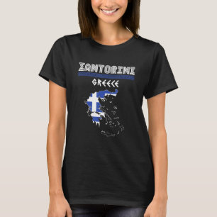 Santorini Greece Flag And Map   Santorini T-Shirt
