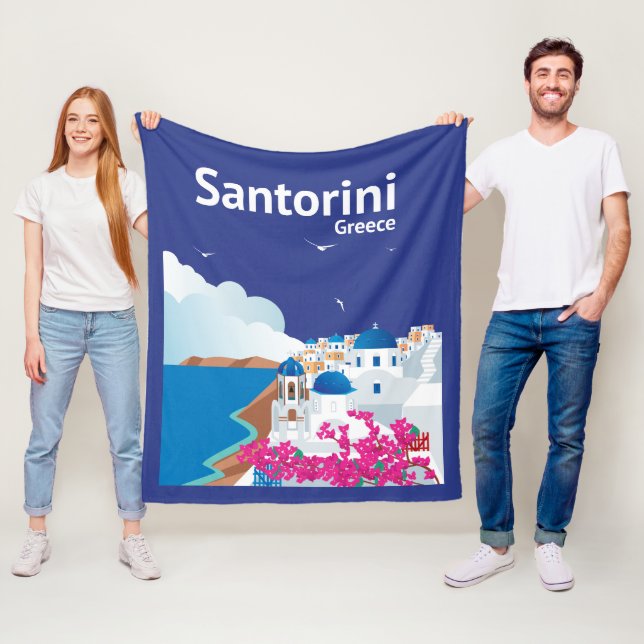 Santorini Greece Fleece Blanket (In Situ)