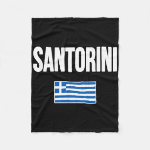 Santorini Greece Greek Flag Souvenir Vacation Fleece Blanket