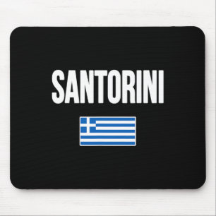 Santorini Greece Greek Flag Souvenir Vacation Mouse Pad