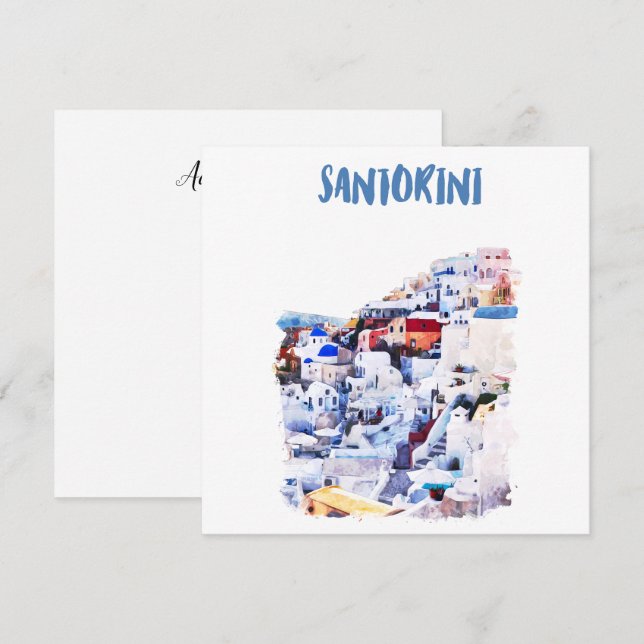 Santorini Greece Illustration Watercolor (Front/Back)